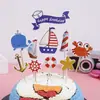 Tema de Dibujos Animados Infantiles Dinosaurio Animal Marino Tarjeta para Pastel de Cumpleaños Vengadores Tarjeta con Palillo de Dientes Insertable