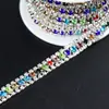 Cadena de Garras de Tres Filas con Pedrería de Colores Soldada Galvanizada, Cadena de Garras Densa, Cadena de Garras de Pedrería, Accesorios Decorativos para Joyería DIY
