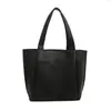 Nova Bolsa Tote Zíper Grande Capacidade Estilo Retro Europeu e Americano Cor Sólida Padrão Granulado para o Dia a Dia Bolsa de Ombro/Mão para Mulheres