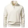 Sudadera Casual para Hombre con Media Cremallera y Cuello Alto, Color Sólido, Forro Polar, Gruesa, Corte Holgado, Jersey, Chaqueta Casual
