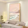 Pintura decorativa para sala de estar estilo onda creme nova mar montanha dourada parede de fundo de sofá pintura do chão ao teto hall de entrada pintura de parede