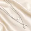 Accesorios de perlas de imitación de moda europea y americana, collar de luna multicapa de estilo simple creativo, collar apilado 1