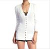 Cardigan Top de Venda Quente Europeu e Americano Amazon Primavera Exportação Desejo Cor Sólida V-Neck Manga Longa Botão