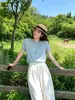26 Estilo Preguiçoso de Primavera Kangbaolai Caxemira Alto Padrão Seda Caxemira Gola Redonda Suéter Elegante Seda de Amora Manga Curta Top