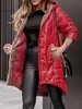 2024 Estação Independente Outono e Inverno Nova Moda Capuz Solto Manga Longa Cor Sólida Zíper m Jaqueta de Algodão Jaqueta Feminina