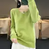 Suéter de punto con cuello en V transfronterizo para mujer, jersey de color liso de corte holgado, adecuado como prenda exterior, nuevo suéter corto de manga larga de otoño