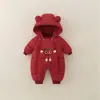 Roupa de inverno estilosa, macacão de bebê com enchimento de algodão espesso, forrado com fleece para aquecer, super fofo e adorável, perfeito para passeios de inverno