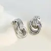 Brincos de Nó Multicírculo com Textura Metal Pesado Estilo Ins Elegantes de Alta Qualidade Combinam com Tudo Estilo Frio Nicho Brincos
