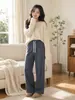 Calças de casa grossas de veludo alemão com xadrez britânico para outono e inverno para mulheres, adequadas para uso externo, calças compridas folgadas, calças casuais da moda e versáteis