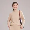 Nuevo Suéter de Punto de Cachemira para Mujer Otoño/Invierno 2026, Jersey de Cuello Semi Alto, Tejido de Trenzado en Todo el Cuerpo, Corte Holgado, Suéter Versátil como Capa Base