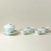 Juego Grande de Tazón de Té para el Hogar con Tapa Fina de Cerámica para Preparar Té, Juego de Té Gongfu con Tazas de Té
