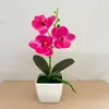 Flor Artificial Orquídea Mariposa Maceta Cuadrada Interior Sala de Estar Hogar Planta Artificial Bonsái Adornos Restaurante Decoración de Piso Flores Artificiales