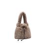 Bolso de peluche para mujer, estilo coreano, moderno, portátil, con bandolera de piel, para otoño e invierno.