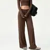Conjunto casual de otoño para yoga para mujer, dos piezas, con top corto y pantalones anchos de cintura alta, adecuado para usar al aire libre, deportes y fitness