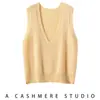 Colete de Tricô de Caxemira Novo para Primavera e Outono Feminino Gola V Sem Mangas Cardigan de Lã Pulôver Solto Estilo Coreano Tendência