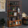 Librero de Madera Maciza Estilo Chino Mueble para Té Vinoteca Estante para Flores Gabinete Divisorio Adornos para Sala de Estar Estante de Almacenamiento de Pie de Múltiples Capas