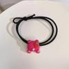 Cuerda para el Cabello de Oso de Fresa para Niña, Linda, de Alta Elasticidad, Adorno para la Cabeza Negro, Sencilla, Combinable con Todo, Fuerte Corazón de Niña, Cuerda para el Cabello