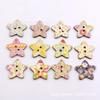 Botones de Madera Contrachapada Natural de 2.5 cm en Stock, Pintados y Estampados con Estrellas de Cinco Puntas, Botones de Madera Mixtos Multicolor