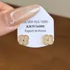 Pendientes de Flor de Cuatro Hojas con Circonita, Pendientes de Diseño de Alta Gama, Estilo Elegante y Lujoso, Pendientes de Lujo Ligero para Mujer, Pendientes Completos de Diamante