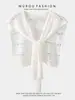 Chal Corto de Punto de Seda de Hielo Protector Solar para Mujer, Nuevo Estilo Delgado Verano 2026, Chal de Hombro Anudado, Bufanda Protectora para el Cuello