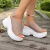 Sandalias de Plataforma Casuales Cómodas de Tejido Volador para Mujer Talla Grande de Comercio Exterior Verano 2026 Talla Única
