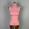 Camiseta de manga corta ajustada, sexy, microtransparente, de cuello alto, versátil, para llevar debajo, para mujer, de Dongdaemun, Corea del Sur