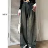 Jeans de Pierna Ancha Color Gris Cemento para Mujer Otoño e Invierno Nuevos Cuerpo en Forma de Pera chica rellenita Holgados talla grande Cintura Alta Pantalones Rectos Adelgazantes