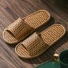 Fábrica de Origem Chinelos de Rattan para Mulheres, Antiderrapantes, Uso Doméstico, Frescos, Amigáveis para Casais, Primavera e Verão, Bambu e Rattan, Respiráveis para Uso Doméstico