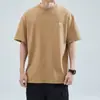 Camiseta de Manga Corta de Peso Pesado Hansca para Hombre Verano 2025 Nuevo Negro Cuello Redondo Suelto Casual Algodón Top Bordado