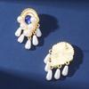 Pendientes exagerados europeos y americanos de tendencia femenina, pendientes de borla de perlas de imitación de aleación, joyería de boda para banquetes