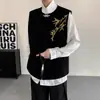 Chaleco de Terciopelo con Bordado Floral Pesado para Hombre, Estilo Chino de Primavera con Bordado de Bambú, Chaqueta Superior Elegante, Moderno