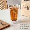 Taza de Vidrio Transparente Aislada de Doble Capa Casual, Taza de Café Resistente al Calor y al Frío, Taza Redonda Creativa para Agua, Taza para Jugos, Taza para Bebidas Frías