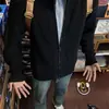 Otoño e Invierno Americano Nuevo Diseño de Cremallera Cárdigan Cuello Alto Tejido de Punto Estilo Perezoso para Hombre Cárdigan de Color Sólido de Alta Gama