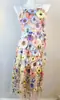 Vestido de Verano de Alta Gama para Mujer Francés Bordado de Flores Tridimensionales de Industria Pesada Cintura Entallada Vestido sin Tirantes Falda Larga