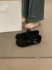 Sapatos Mary Jane Retro Redondos de Camurça Estilo Francês para Mulheres, Versáteis para o Dia a Dia, Sapatos de Salto Baixo com Estilo Suave para a Noite