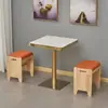 Mesa de Comedor de Pizarra Comercial, Restaurante Temático, Tienda de Barbacoa, Tienda de Snacks, Tienda de Fideos, Tienda de Ramen, Taburete de Madera Maciza, Mesa de Mármol