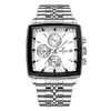 Reloj para Hombre Reward81100 Cronógrafo Multifunción Reloj para Hombre de Negocios Resistente al Agua Calendario Correa de Acero Sólido