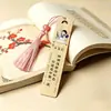 Marcadores de Página de Bambu Pequenos de Poesia de Celebridade, Porcelana de Cristal Pintada, À Prova d'Água e Duráveis, Marcadores de Página com Borla de Seda de Gelo, Personalizáveis da Fábrica
