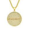 Collar con colgante de disco con letras de diamantes tridimensionales, joyería explosiva para hombres de estilo hip-hop europeo y americano, accesorios colgantes
