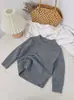 Suéter Base de Malha Fina Cor Sólida Gola Redonda Mistura de Lã Merino para Crianças Outono e Inverno para Meninos e Meninas
