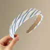 2026 Nova Faixa de Cabeça Azul de Aba Larga para Mulheres, Design de Coroa Alta, Uso Diário, Acessório de Cabelo Estilo Fresco