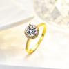 Anillo de Plata S925 Moissanita Lujo Redondo Paquete 1 Quilate 6.5mm Anillo para Mujer Chapado Seiko 14K Moissanita Transmisión en Vivo