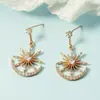 Exquisitos Pendientes de Luna de Circonita, Pendientes Elegantes para Mujer, Suaves y Super de Hada, Dulces y Favorecedores del Rostro, Pendientes con Forma de Estrella que se Mueven