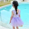 Maiô Infantil de Peça Única Novo Estilo Roupa de Banho Estilo Saia para Crianças Pequenas com Design Anti-Exposição para Meninas, Adequado para Fontes Termais