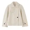 Nuevo abrigo de gabardina corto de estilo británico para mujer PB&ZA de principios de otoño, manga larga, cuello alto, bajo ancho