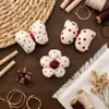 Flor de Bolinhas Vermelhas Enchimento de Algodão Laço Vermelho Acessórios Vermelhos Materiais Acessório de Cabelo Flor Vermelha Laço Vermelho Acessórios DIY