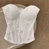 Elegante Top Tubo Branco Tridimensional de Socialite, Camada Base Chic Slim-Fit Estilo Coreano para Roupas de Exterior