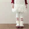 Zapatos y calcetines para niñas, calcetines de estilo coreano a cuadros con lazo para primavera y otoño, calentadores de pantorrilla lindos para otoño e invierno para niñas