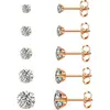 Moda Transfronteriza Pendientes de Zirconia para Mujer Cuatro Garras Acero Inoxidable Galvanizado Pendientes de Cuentas DIY Pendientes Sencillos de Nicho Venta al por Mayor