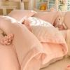 Juego de Cuatro Piezas de Cama de Terciopelo de Leche Tallado de Alto Peso Otoño e Invierno Antiestático Funda de Edredón con Doble Cara de Felpa Ropa de Cama
